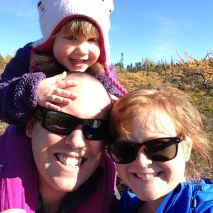Family hike through the juniper trees